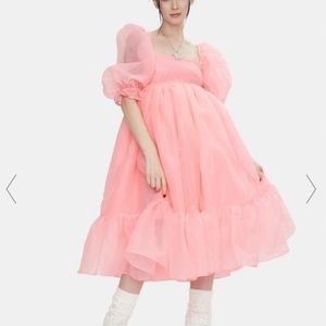 Selkie The Pink Highlighter French Puff Dress
